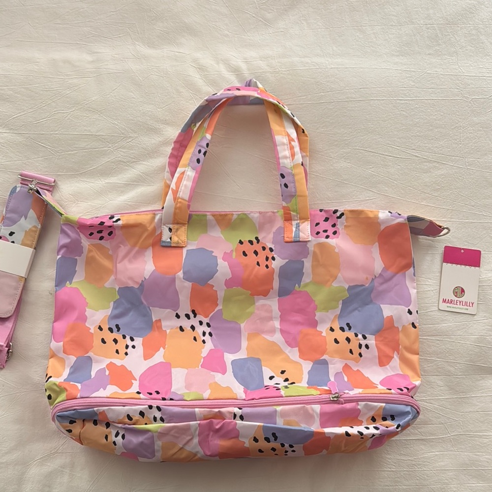 Vibrant Pink and Orange Floral Tote Bag
